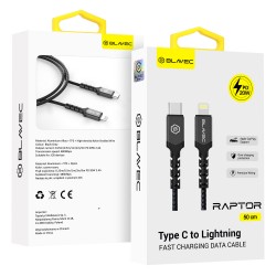 Blavec Cable Raptor braided - Type C to Lightning - PD 20W 2,4A 0,5 metres Apple CarPlay (CRA-CL24BG05) black-grey
