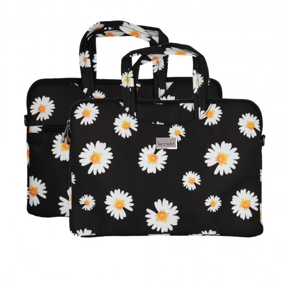 Wonder Briefcase Laptop 13-14 inches black daisies