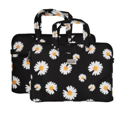 Wonder Briefcase Laptop 17 inches black daisies Wonder Briefcase Laptop 17 inches black daisies