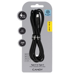 Blavec Cable Candy braided - Type C to Type C - PD 60W 3A 2 metres Apple CarPlay/Android Auto (CCA-CC3B20) black