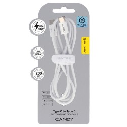 Blavec Cable Candy braided - Type C to Type C - PD 60W 3A 2 metres Apple CarPlay/Android Auto (CCA-CC3W20) white
