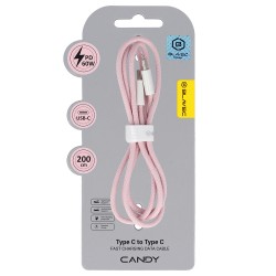 Blavec Cable Candy braided - Type C to Type C - PD 60W 3A 2 metres Apple CarPlay/Android Auto (CCA-CC3P20) pink