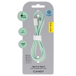 Blavec Cable Candy braided - Type C to Type C - PD 60W 3A 2 metres Apple CarPlay/Android Auto (CCA-CC3GN20) green