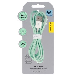 Blavec Cable Candy braided - USB to Type C - PD 60W 3A 2 metres Apple CarPlay/Android Auto (CCA-UC3GN20) green