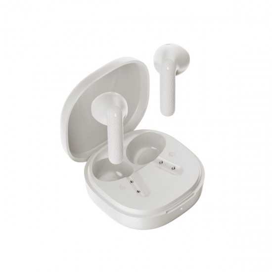 QCY Air White Semi-Ear TWS Earbuds, quad Mic ENC multi-point connection, leather grain case QCY Air White Semi-Ear TWS Earbuds, quad Mic ENC multi-point connection, leather grain case